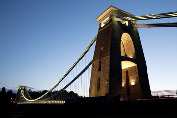 Clifton Suspension Bridge by Brunel, Illuminated at Night, Bristol, UK
