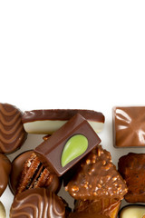 chocolate pralines over white