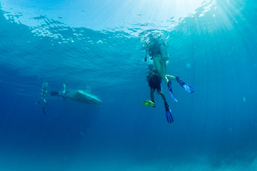 scuba diver jumping from boat