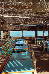 Tables on the beach