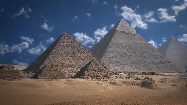 The Great Pyramids in Egypt Africa With Background Clouds in Time Lapse