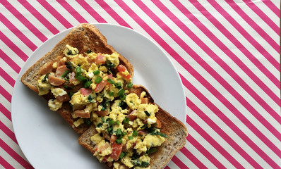Healthy scrambled eggs on toast