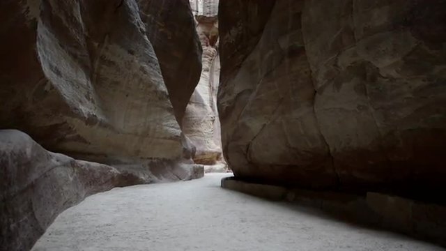 Petra Achaeological Site, The Siq, in Jordan