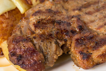 Delicious roasted pork steak.