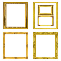 Set golden frame isolated on white background