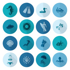 Summer and Beach Simple Flat Icons