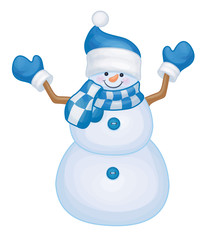 Vector happy snowman isolated.