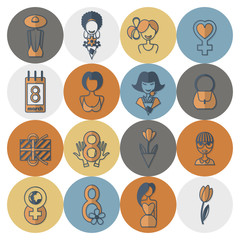 Womans Day Icon Set