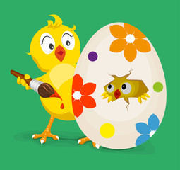 Yellow chicken colors easter egg