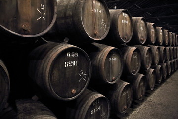 wooden wine barrels
