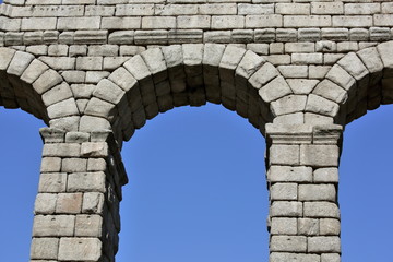 Ancient Roman aqueduct bridge of Segovia, Castilla Leon, Spain
