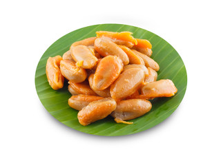 Bean-paste,Thai traditional dessert on banana leaf