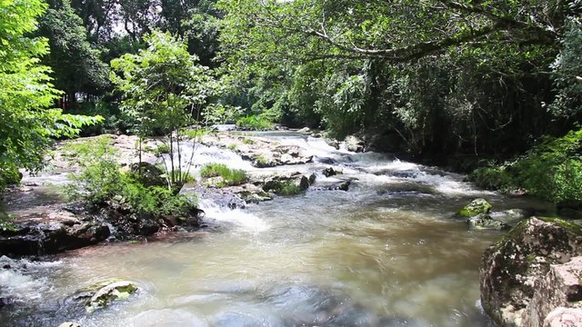 Waterfall spot in the river - 1080p. Beautiful tropical waterfall spot in Brazil with sound - Full HD