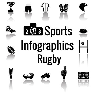 Set of sport icon. American and australian Rugby. Vector illustration on the blur background.