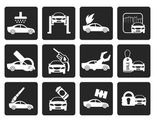 Black car and automobile service icon - vector icon set