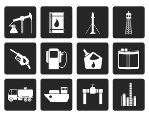 Black Oil and petrol industry icons - vector icon set