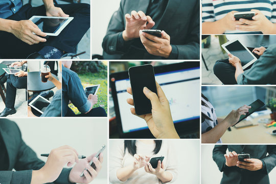 Collection hand using digital tablet.