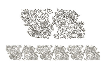 Beautiful  floral ornament for your business. Hand draw line art ornate flower design.