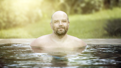 man portrait pool