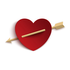 Paper heart with arrow.