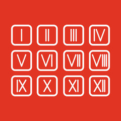 Set Roman numerals 1-12 icon
