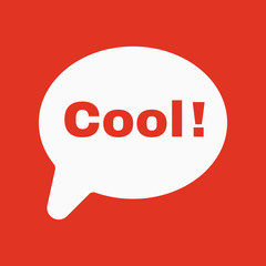 The speech bubble with the word cool icon. Internet and  chat, online symbol. Flat