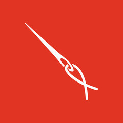 The thread with a needle icon. Tailor and  sewing, needlework,  clothier symbol. Flat