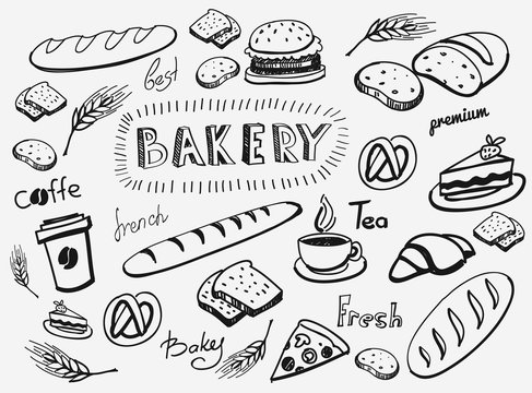 vector hand drawn bread icon sketch doodle