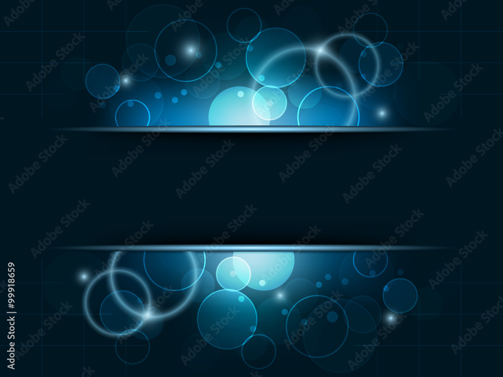 Poster abstract vector background with bubbles, shiny effect and stripe for your text.