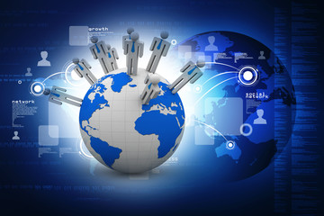 3d illustration Business Network 