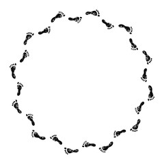 Naklejka premium Footprints black and white circle frame, vector