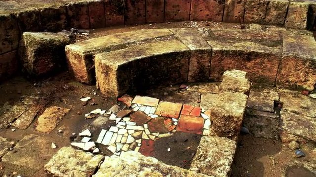 Royalty Free Stock Video Footage of bathhouse ruins at Agrippa Palace shot in Israel at 4k with Red.