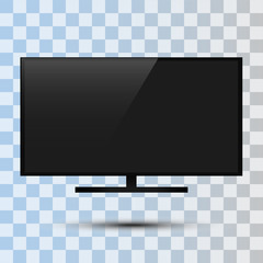 Black TV on a plaid background with shadow