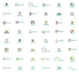 Naklejka premium Linear style abstract logo mega set