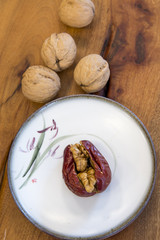 Jujube plus walnut become a very tasty food.