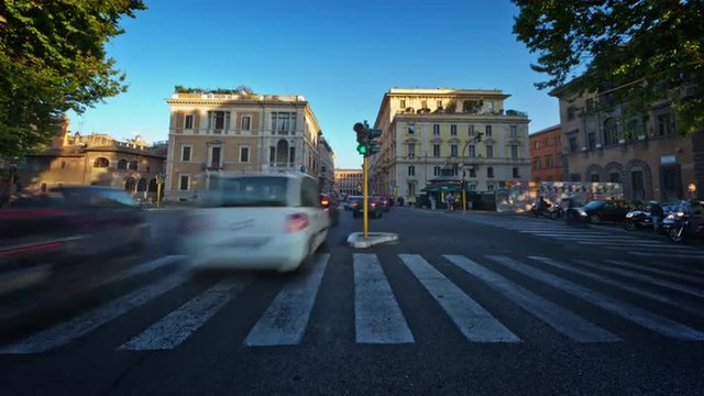 Time-lapse of a busy street in Rome.