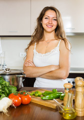   girl at home kitchen