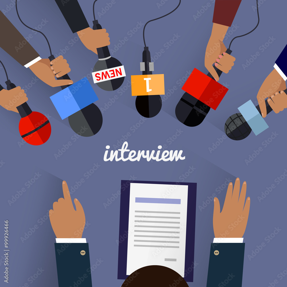Poster workspace interview design flat