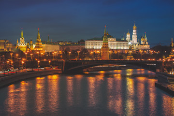 Illuminated Kremlin in Moscow, Russia