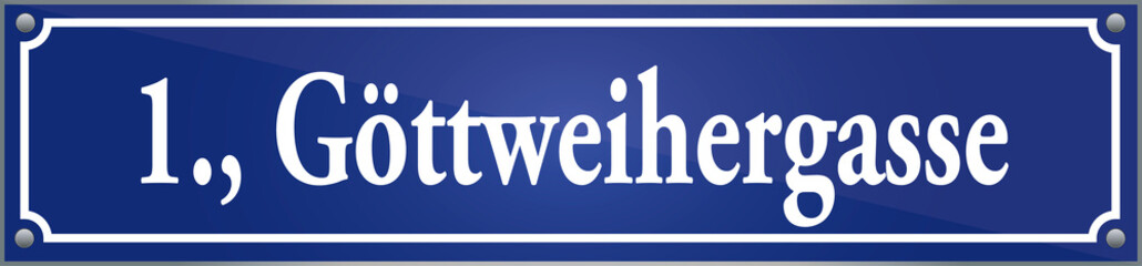 Straßenschild Göttweihergasse im ersten Wiener Gemeindebezirk in Wien Österreich