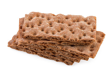 Dark Rye Crispbread Isolated on White