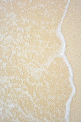 Close up sand beach and wave.