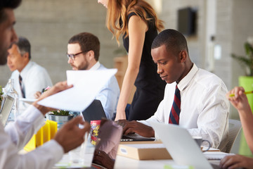 Fototapeta premium African American Businessman At Meeting With Colleagues