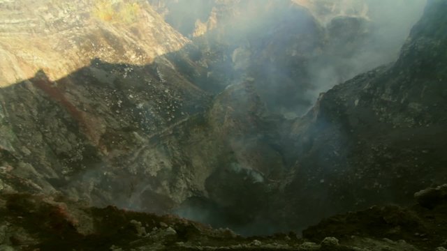 Fumaroles and gas emissions at the craters of the volcano Etna