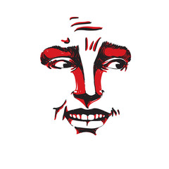 Monochrome vector hand-drawn image, blameworthy young woman. Art