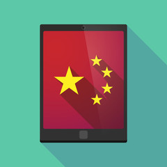 Long shadow tablet pc icon with  the five stars china flag symbo