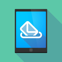 Long shadow tablet pc icon with  a ballot box