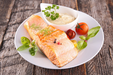 salmon fillet and sauce