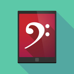 Long shadow tablet pc icon with an F clef