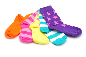 colorful socks isolated on white background